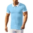 thumbnail image 3 of Mens Casual Polo Shirt Short Sleeve T Shirt Summer Color Block Outdoor Collared Top Blue XXXL, 3 of 7