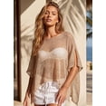 thumbnail image 5 of LMLYSoH Women Knit Poncho Loose Solid Boat Neck Asymmetrical Coverup Tops Casual Shrug Sweaters, 5 of 8