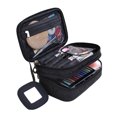 thumbnail image 2 of Double Layer Makeup Bag With Strap Large Cosmetic Case For Women Make Up Organizer For Brushes Beauty, Eyeshadow Lipstick Black, 2 of 5