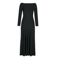 thumbnail image 5 of Diufon Womens Fall off Shoulder Dresses Casual Long Sleeve Maxi Dress Solid Color Breathable Dress, 5 of 6