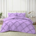 thumbnail image 2 of D.N.G. BEDDINGS 1 Piece Luxurious Diamond Ruffle Comforter Super Soft, All Season Pintuck 800 Thread Count, 100% Egyptian Cotton, Super King Size Lilac Color, 2 of 9