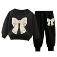 thumbnail image 4 of 5-6 Years Child Toddler Baby Girl Clothes Long Sleeve Letter Print Sweatshirt and Stretch Jogger Pants Newborn Fall Winter Outfit Long Sleeved Sweatshirt Pants Casual Two Piece Set, 4 of 4