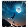 thumbnail image 3 of Ambesonne Humor Shower Curtain, Cat Catching Moon Stars, 69"Wx84"L, Blue Magenta, 3 of 3
