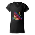 thumbnail image 2 of Wild Bobby Be A Kind Human Positive Inspirational Slogan Inspirational/Christian Women Standard V-Neck Tee, Black, Small, 2 of 6