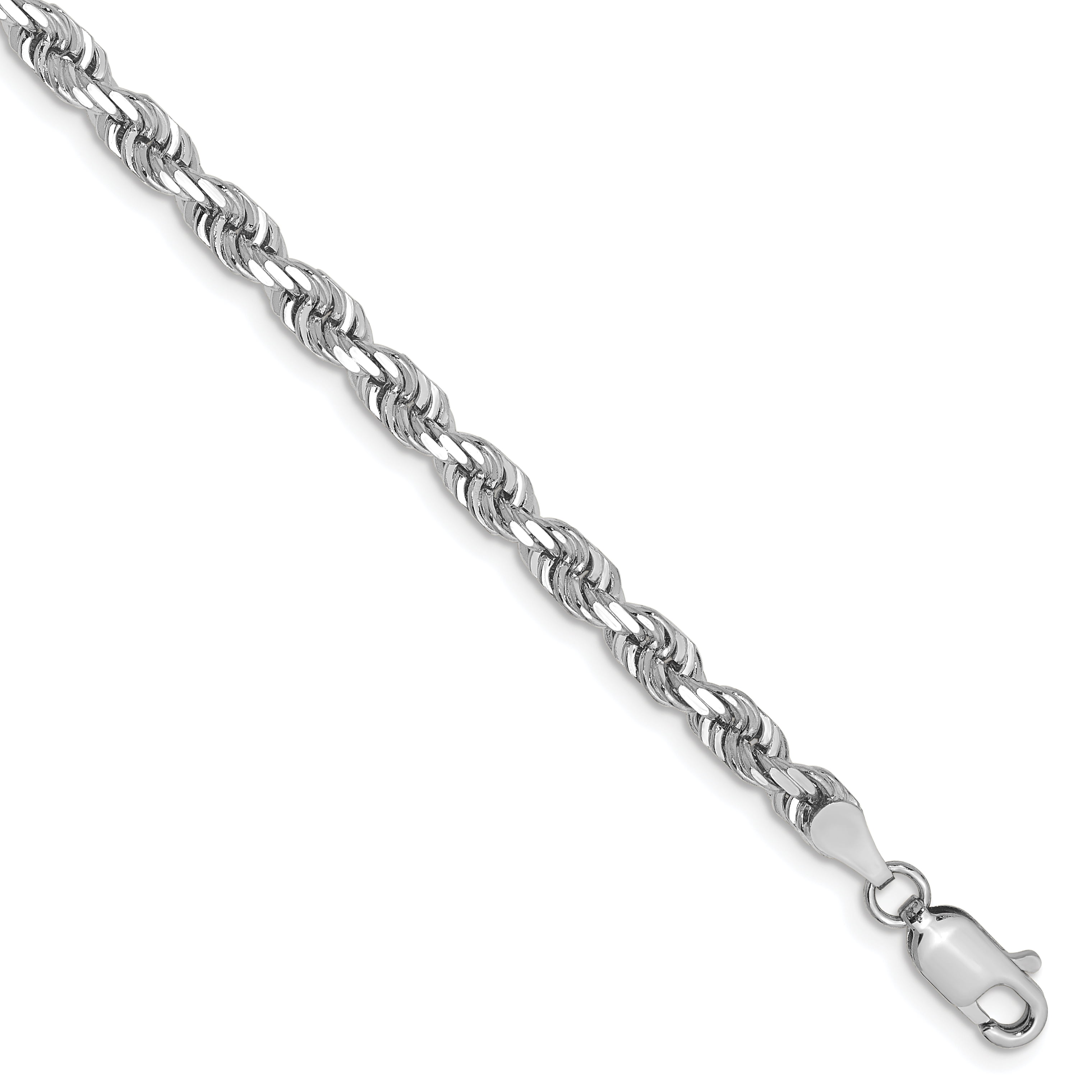 14k White Gold 4mm D/C Quadruple Rope Chain (Weight 8.44 Grams, Length