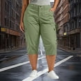 thumbnail image 3 of BUIGTTKLOP Plus Size Capri Pants for Women Casual Summer Stretch Straight Leg Cargo Capris Rolled Hem Cropped Trouser with Pockets, 3 of 8