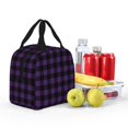 thumbnail image 3 of Kdxio Purple Black Plaid Print Insulated Lunch Bag,Reusable Tote Lunch Box for Women Men,Leakproof Cooler Lunch Bags for Work Office Travel Picnic, 3 of 6