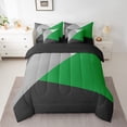 thumbnail image 2 of YST Patchwork Geometry 7 Piece Comforter Set Full For Kids Teen Adults,Green Black Gray Bed In A Bag Geometric Triangle Bedding Comforter Sets Modern Abstract Bed Set Farmhouse Home Decor, 2 of 5