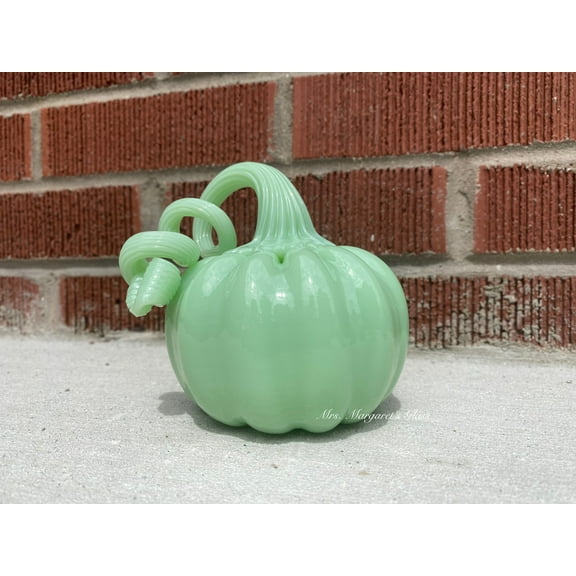 Mosser Glass Jadeite Blown Glass Pumpkin