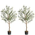 thumbnail image 1 of QinaQin Árbol de olivo artificial alto de 4/5/6 pies, planta de seda en maceta con tronco de madera y frutos realistas para decoración interior del hogar u oficina, 1 of 8