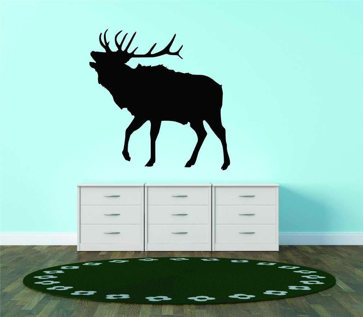 Deer Buck Elk Silhouette Antler Animal Vinyl Wall Decal Vinyl Peel And