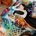 thumbnail image 4 of Castle Fairy Sport Basketball Bedding Comforter Set 7pcs for Kids Teens Adults,Ball Gamer Queen Bedding Sets Super Cozy,Abstract Graffiti Splash Queen Sheet Sets,Microfiber Bedroom Decor,Reversible, 4 of 8