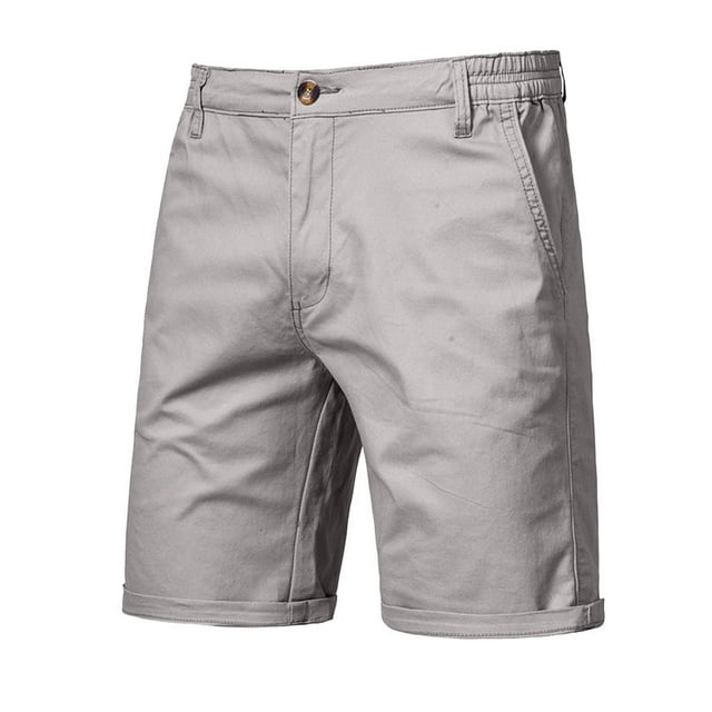 Yuzhih Summer Shorts for Men Slim Stretch Twill Flat Front Shorts Basic Solid Color Lounge Shorts with Pockets