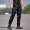 thumbnail image 6 of Cargo Tactical Jogger Pants for Men, Tapered Drawstring Elastic Waist Solid Color Outdoor Casual Trousers with Multi Pockets Black 2XL, 6 of 6
