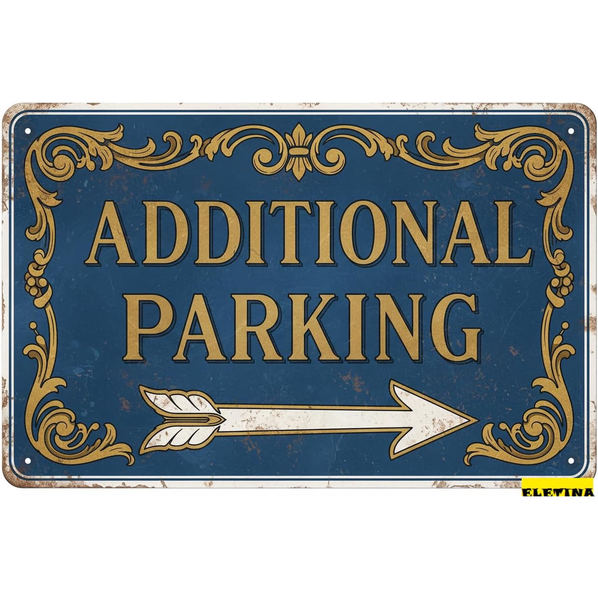 Vintage Metal Tin Sign Warning Plaque Additional Parking Street 8 X 12 Rust Free Uv Durable Protected Patio Porch Patio Kitchen Garden Home Club bar Wall Art Decor Tin Sign