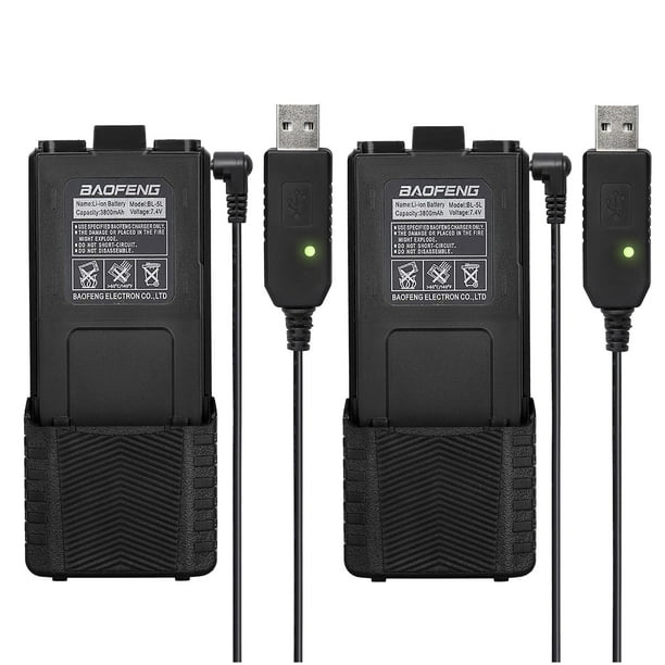 Batería BAOFENG BL-5L, 7,4 V, 3800 mAh, paquete USB extendido