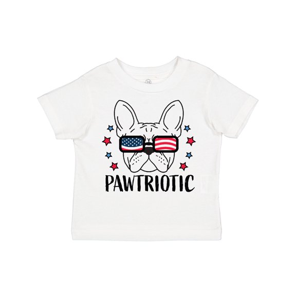Inktastic Pawtriotic with French Bulldog in American Flag Sunglasses Boys or Girls Toddler T-Shirt