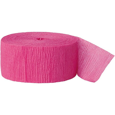 Crepe Paper Streamers, 81 ft, Hot Pink, 1ct