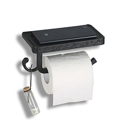 Black Recessed Toilet Paper Holder With Phone Shelf And Hook In Black Recessed Toilet Paper Holder With Phone Shelf And Hook In Antique Flower Carving