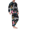 thumbnail image 2 of Rocae Floral Welcome Sign for Men's Pajamas Set Mens Pjs Sets Long Sleeve Button Down Sleepwear-Small, 2 of 7