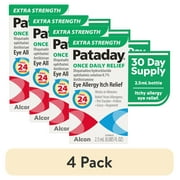 (4 pack) Pataday Once Daily Extra Strength Eye Itch Allergy Relief Eye Drop for Adults & Children 2+, 2.5 ml