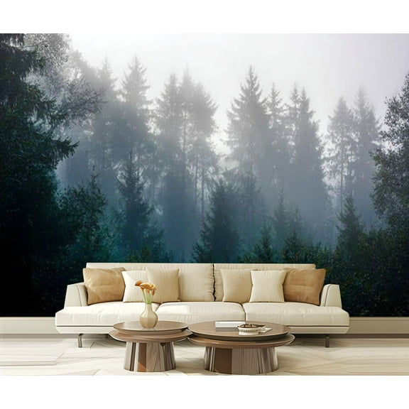Peel and Stick Wallpaper Mystic morning forest Modern Art Wall Mural Decor Self Adhesive and Removable 69in x 98in