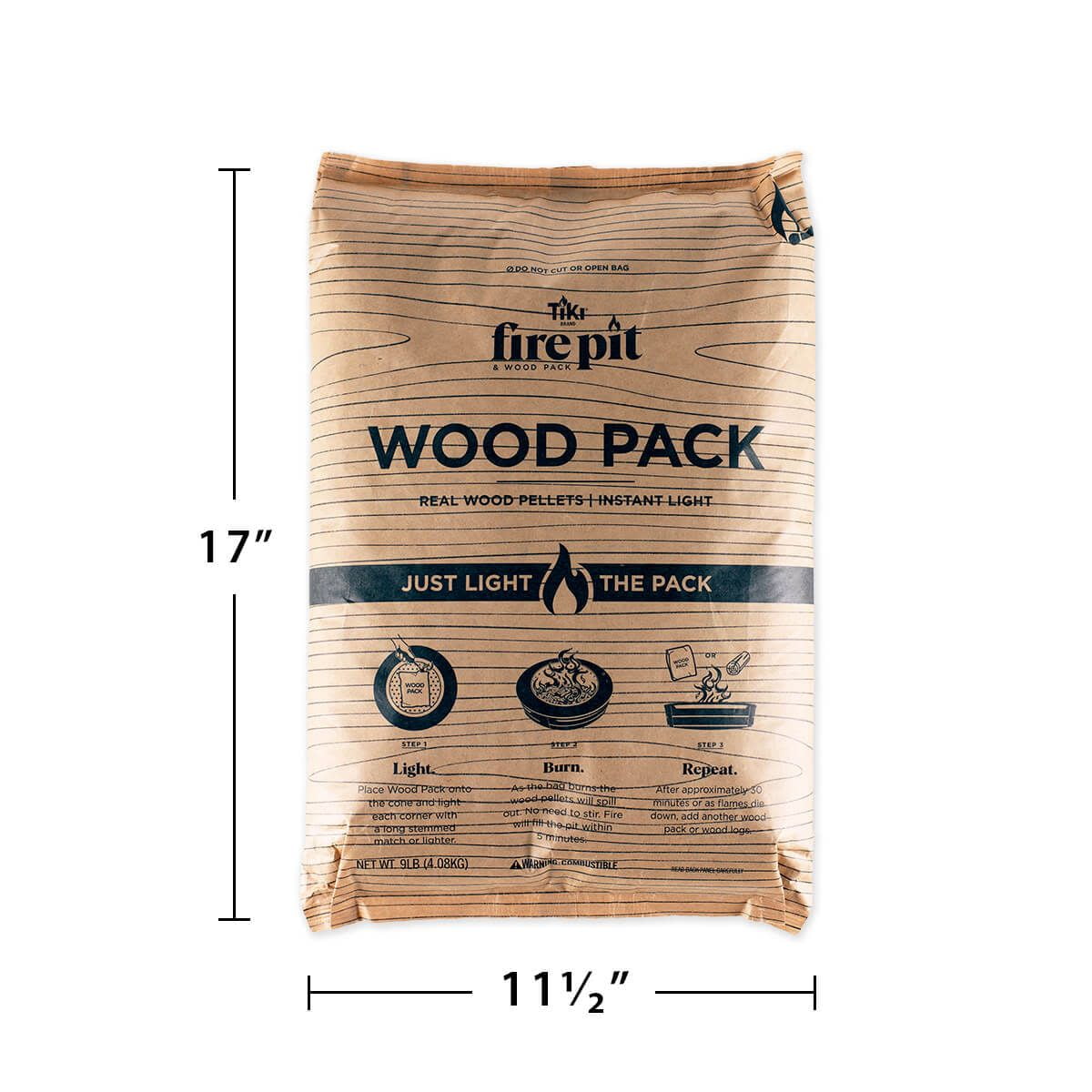 TIKI Easy Start Fire Pit Wood Packs – 30-Minute Burn, Hardwood Pellets for Smokeless Fire Pits & Outdoor Heating (4-Pack)