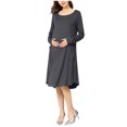 thumbnail image 1 of KIHOUT Robes de Maternité pour Femmes Mode Dames Couleur Unie Imprimé Vêtements de Grossesse Robe à Fermeture Éclair Allaitement Manches Longues, 1 of 7