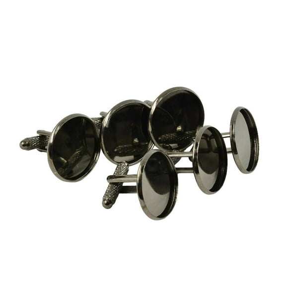 6 Unids / , Gemelos Redondos en Blanco, Base de Ajustes, Bricolaje, Cabujón, Hallazgos de , Manualidades, Bronce / Negro / Dorado - Negro Sunnimix Ajustes de los pun ¢ os de mancuernas