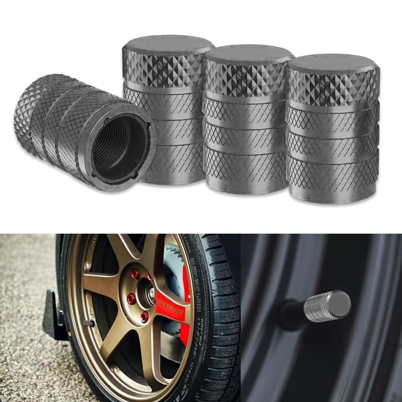 Xotic Tech 4pcs Tire Valve Stem Cover Caps Anodized Aluminum Alloy, Corrosion Resistant Leak-Proof Wheel Valve Cap Set Exterior Accessories, Universal for Cars Trucks Motorcycles SUVs and Bikes (Gray)