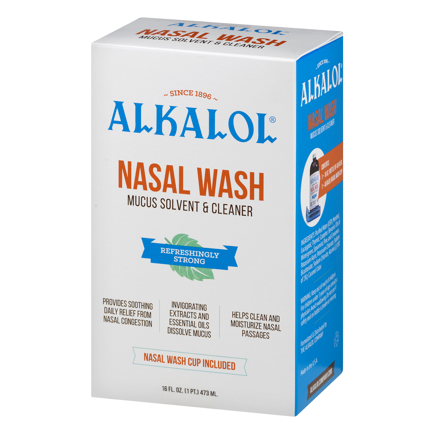 Alkalol Saline Sinus Medicine - Adult Nasal Wash & Mucus Solvent Rinse ...