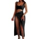 thumbnail image 1 of Vestido con tirantes y aberturas para mujer 2025 Summer - Cuello cuadrado, sin mangas, poliéster, fiesta/casual, XS-L, 1 of 5
