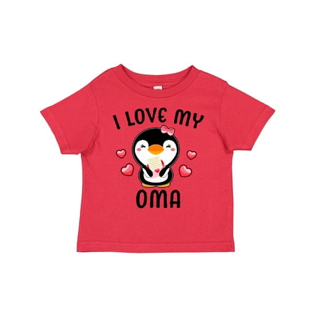 

Inktastic I Love My Oma with Cute Penguin and Hearts Gift Toddler Toddler Girl T-Shirt