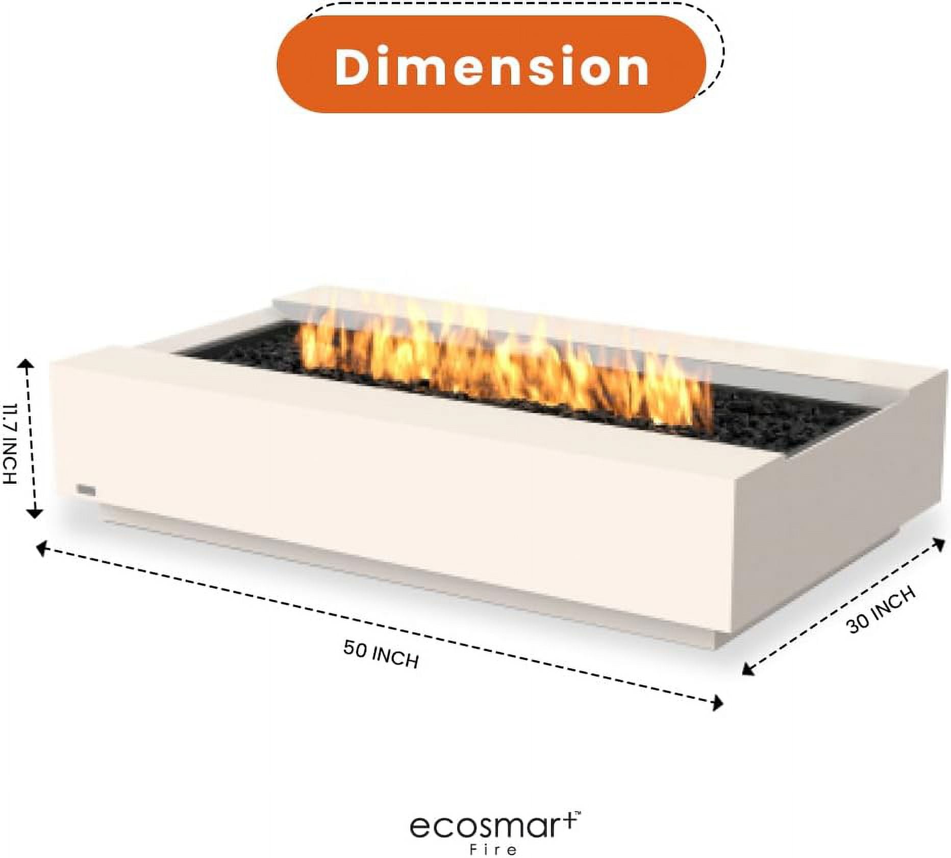 Ecosmart | Cosmo 50 Fire Pit Table | Bone Color | Stainless Steel Gas Burner | Elegant Curved Design with Versatile Wide Lip | Complements Any Decor and Setting