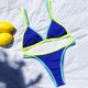 thumbnail image 5 of Gibobby Trajes de Baño para Mujer Traje de baño de bikini de tanga de corte acolchado con cuello redondo texturizado para mujer(Azul,M), 5 of 5