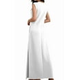 thumbnail image 3 of Women Summer Round Neck Casual Loose Split Wrinkle-Free Long Maxi Vacation Dress with Pockets White L, 3 of 9
