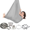 thumbnail image 3 of Hamaca Elástica para Hamaca Con Columpio Sensorial Elástica para Interiores Y Exteriores Toalla Yoga Aérea (gris Plateado 280 * 100 Cm) [Estilo Infantil], 3 of 9