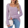 thumbnail image 2 of Camisas de Larga para Mujer, Suéter Tipo Túnica con Cuello Redondo, Corte Informal, para Negocios, Otoño, Suéteres Ligeros Púrpura L, 2 of 10