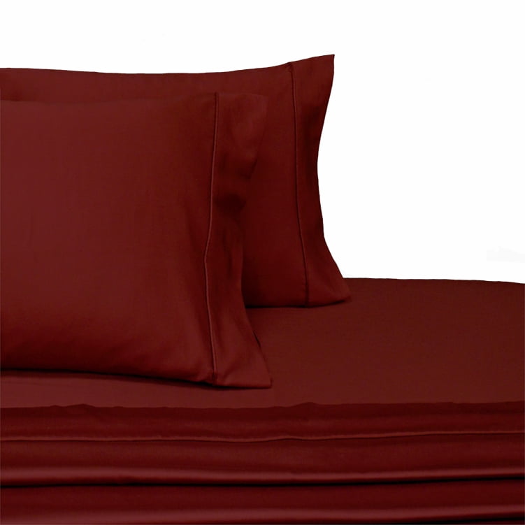 Single Ply Burgundy Deep Pocket Solid 100% Premium Long-Staple Combed Cotton 300 Thread Count King 4-Piece Sheet Set