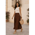 thumbnail image 6 of Moomaya Women’s 100% Cotton Midi Skirt | High Waist Panelled A-Line Flared Skirt with Side Gathers | Soft Breathable Summer Casual Wear, 6 of 6