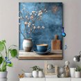 thumbnail image 4 of Qisvanset 12x16 Inch Framed Canvas Wall Art Blue Tea Cup Cottagecore Trendy Apartment Kitchen Square Wall Art, 4 of 8