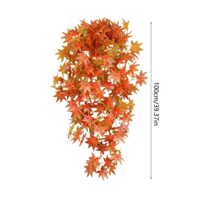 Chmadoxn Home Decor, Room Decor, Thanksgiving Maple Leaf Tree Hanging Simulation Decoration Green Plant Wall Hanging Simulation 5 Pronged Maple Leaf Wall Hanging Rattan Plastics maple leaf cane