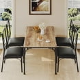 thumbnail image 2 of Dining Table Set, 5-Piece Metal and Wood Indoor Modern Rectangular Dining Table Furniture Set for Kitchen, Dining Room, Dinette, Breakfast Nook w/ 4 Chairs, 2 of 9