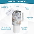 thumbnail image 4 of 40 Oz Car Handle Water Bottle Water Cup Water Bottle Water Jug Coffee Cup Travel Water Bottle Silver Roses, 4 of 8
