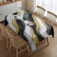 thumbnail image 2 of Black White Marble Gold Wave Pattern Rectangle Tablecloth 60"x84",Waterproof Polyester Rectangle Table Cloth, Wipeable Spillproof Polyester Tablecloth for Dining, Camping, Indoor and Outdoor, 2 of 5