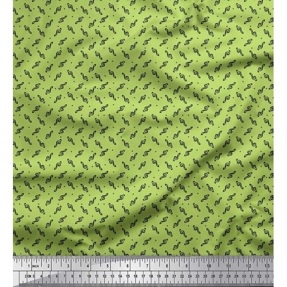 Soimoi Poly Georgette Fabric Dot & Musical Notes Shirting Print Sewing Fabric Yard 52 Inch Wide