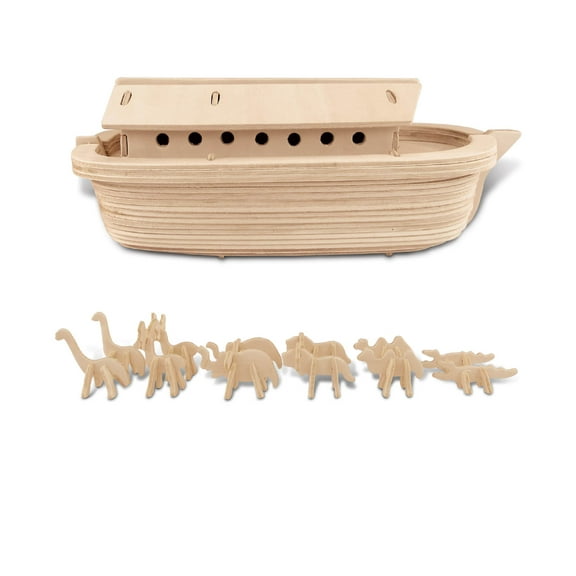 Puzzled 3D Wooden Noah's Ark Toy Puzzle Model Kit - DIY Activity Puzzle for Kids and Adults, Buildable Wooden Noah's Ark Model Toy, Educational Puzzles for Children