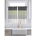 thumbnail image 2 of Tier Curtains 45 Inches Long, Grey Green Striped Window Treatment Curtain Drapes, Farmhouse Modern Window Half Privacy Curtains for Bedroom Bathroom, 42"x45", 2 Panels, 2 of 7