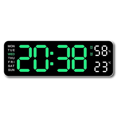 ZPAQI Digital Wall Clock with 12/24 Hour Format and 3 Brightness Level Date Display