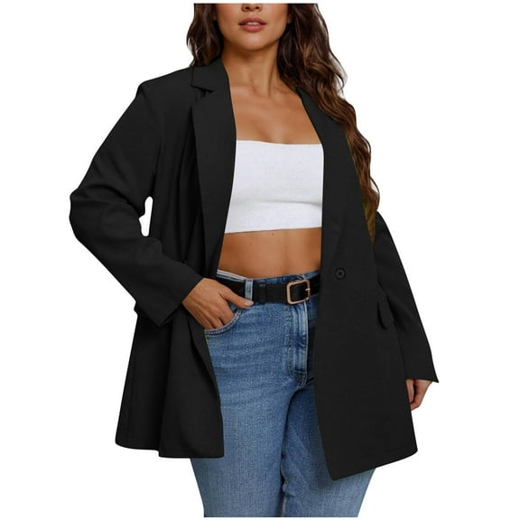 cocolona Blazers for Women Fashion Casual Loose Business Casual Office Work Jackets Fall Long Sleeve Button Suit Coat